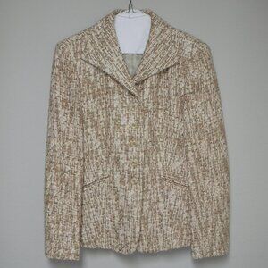Talbots Tweed Multi Shade Biege/Pink Lined Jacket